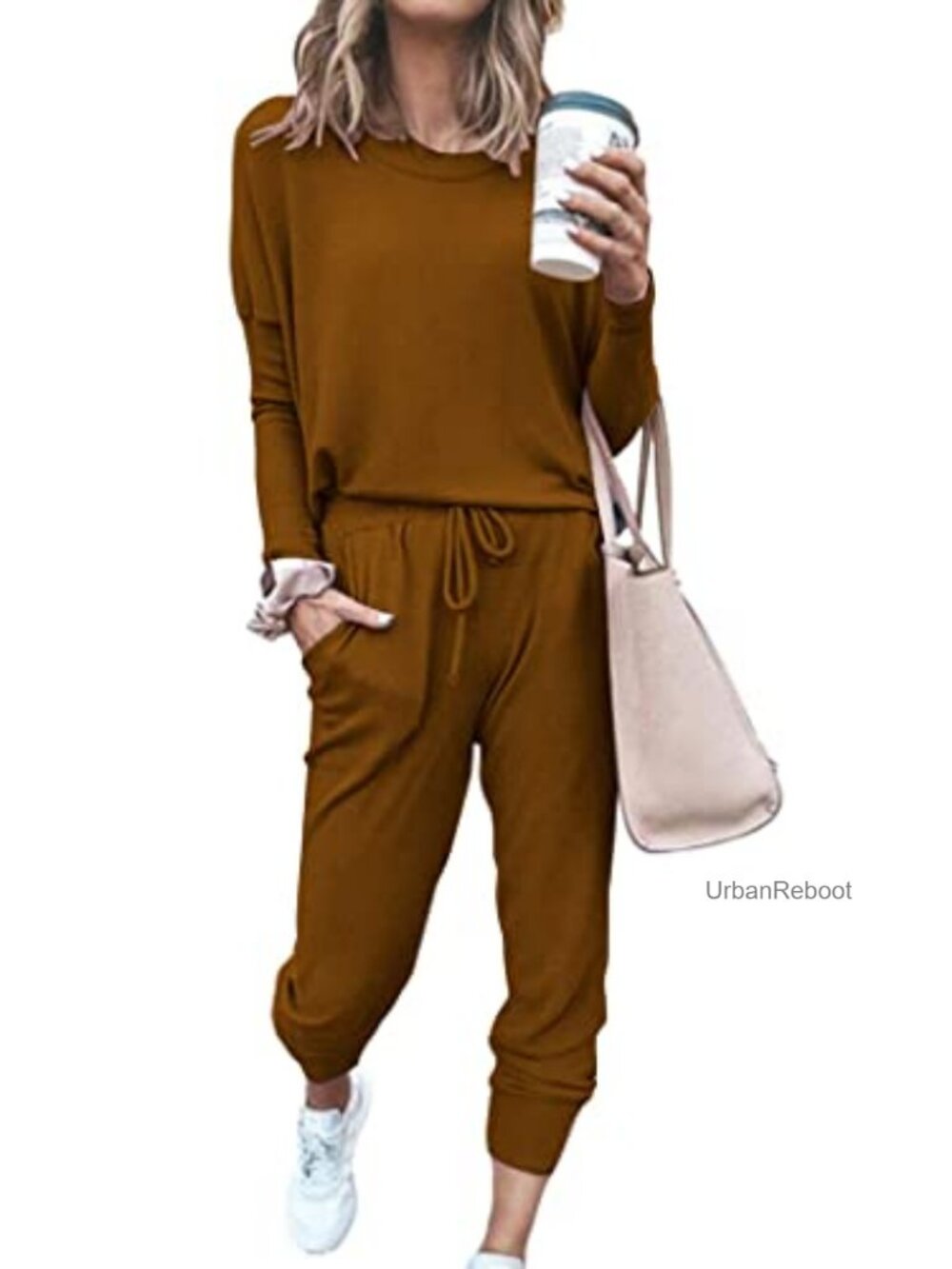 PRETTYGARDEN Women's 2 Piece Lounge Sets Long Sleeve Crewneck Tops Jogger Pants